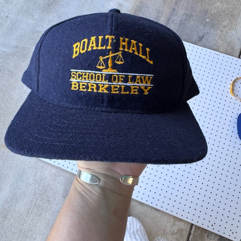 1990s Vintage Boalt Hall School of Law Berkeley Navy Hat with Gold Embroidery
